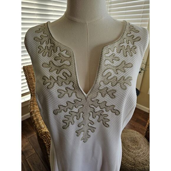 Pappagallo Amaya Sleeveless Shift Dress Women's Size 12 White Coastal Resort - Picture 2 of 13